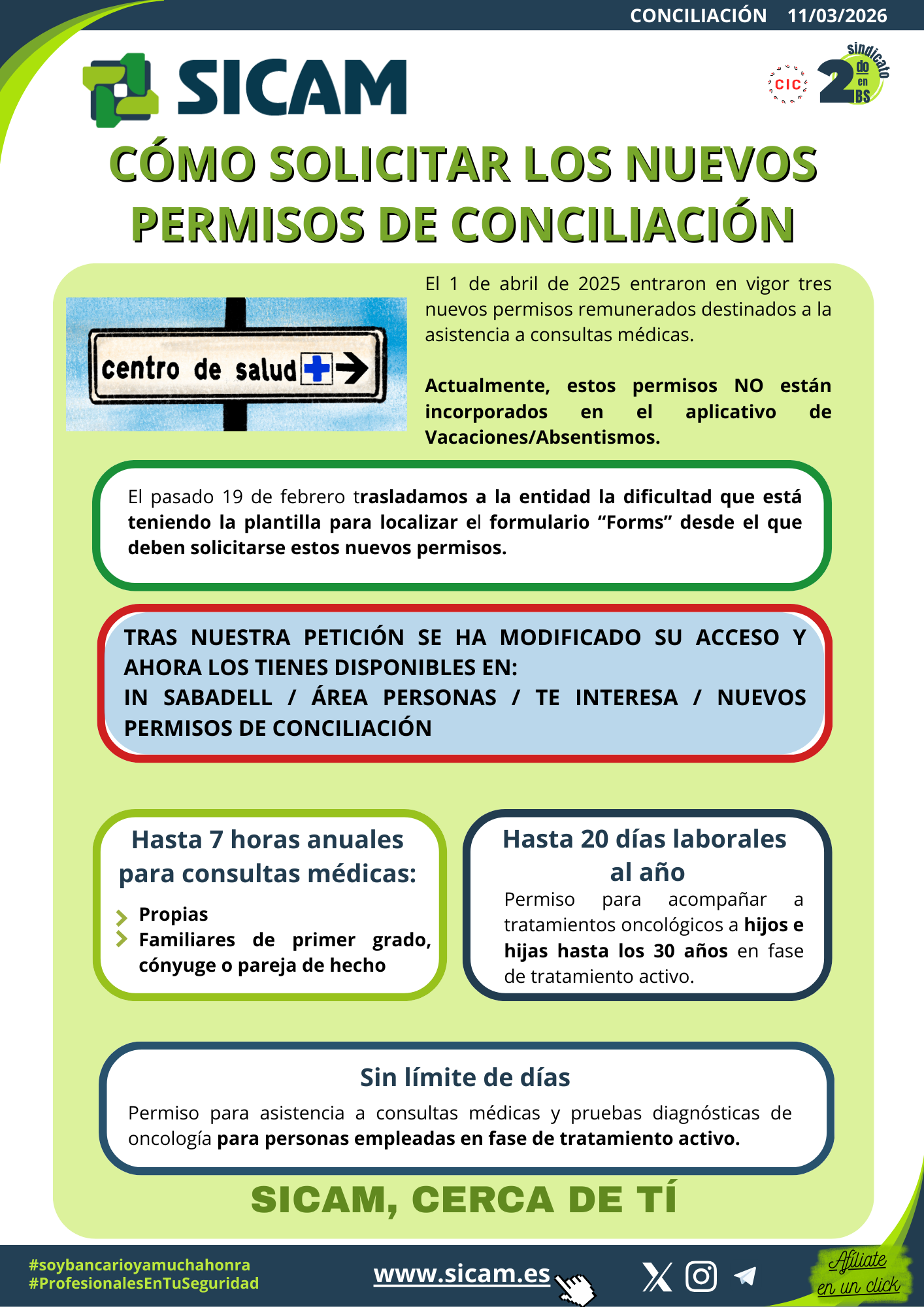 11 marzo 2026. VUELVEN A ESTAR VISIBLES LOS NUEVOS PERMISOS DE CONCILIACI&Oacute;N<br>
